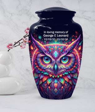 Owl Cremation Urn for Ashes – Custom Colorful Owl Memorial Urns for Mom& Dad -Women & Men