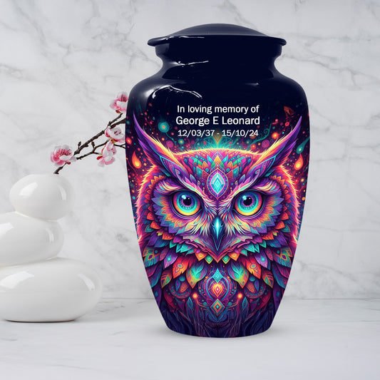 Owl Cremation Urn for Ashes – Custom Colorful Owl Memorial Urns for Mom& Dad -Women & Men