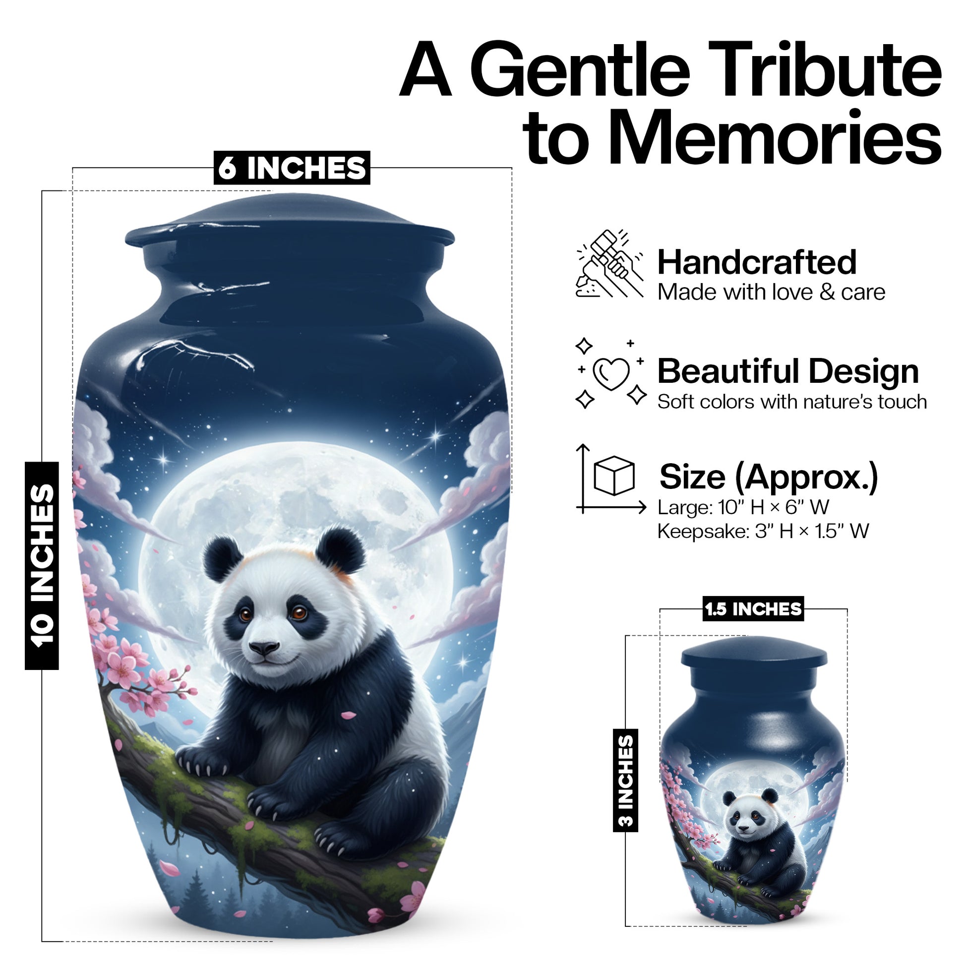 Moon Panda Urn for Mom - Panda Cremation Urns for Mother Ashes