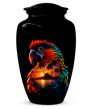 Parrot Memorial Urn for Ashes, Tropical Bird Cremation Urn, Custom Adult Funeral Urn, Large Human Ashes Urn, Keepsake & Mini Memorial Urn