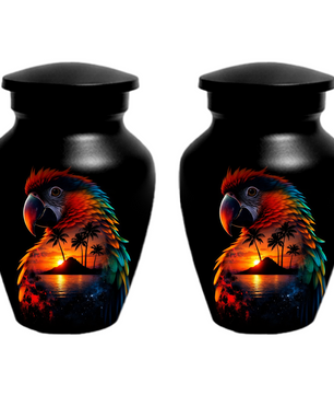 Parrot Memorial Urn for Ashes, Tropical Bird Cremation Urn, Custom Adult Funeral Urn, Large Human Ashes Urn, Keepsake & Mini Memorial Urn