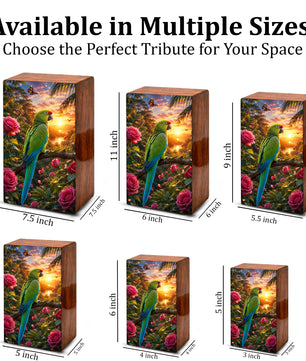 Parrot Wooden Urn For Adults - Bird Cremation Urns For Male and Female