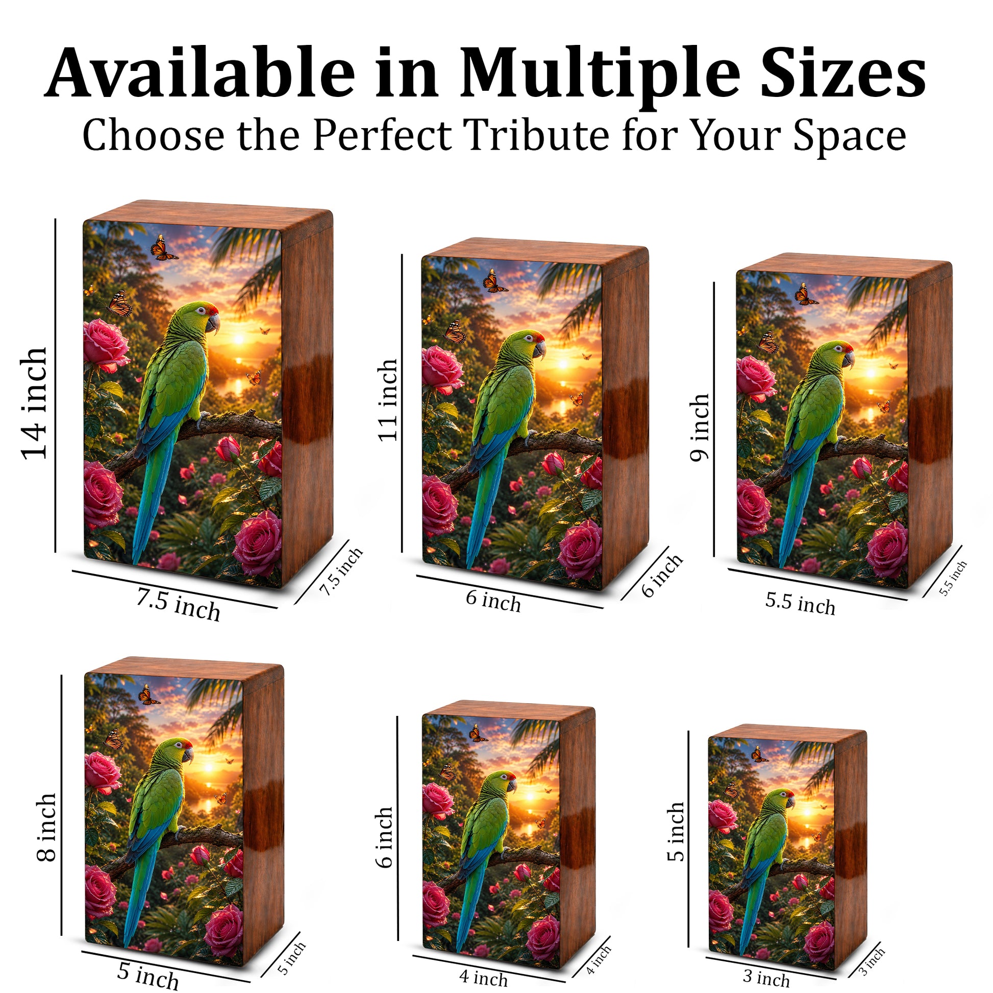 Parrot Wooden Urn For Adults - Bird Cremation Urns For Male and Female