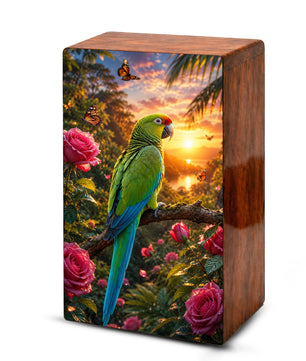 Parrot Wooden Urn For Adults - Bird Cremation Urns For Male and Female