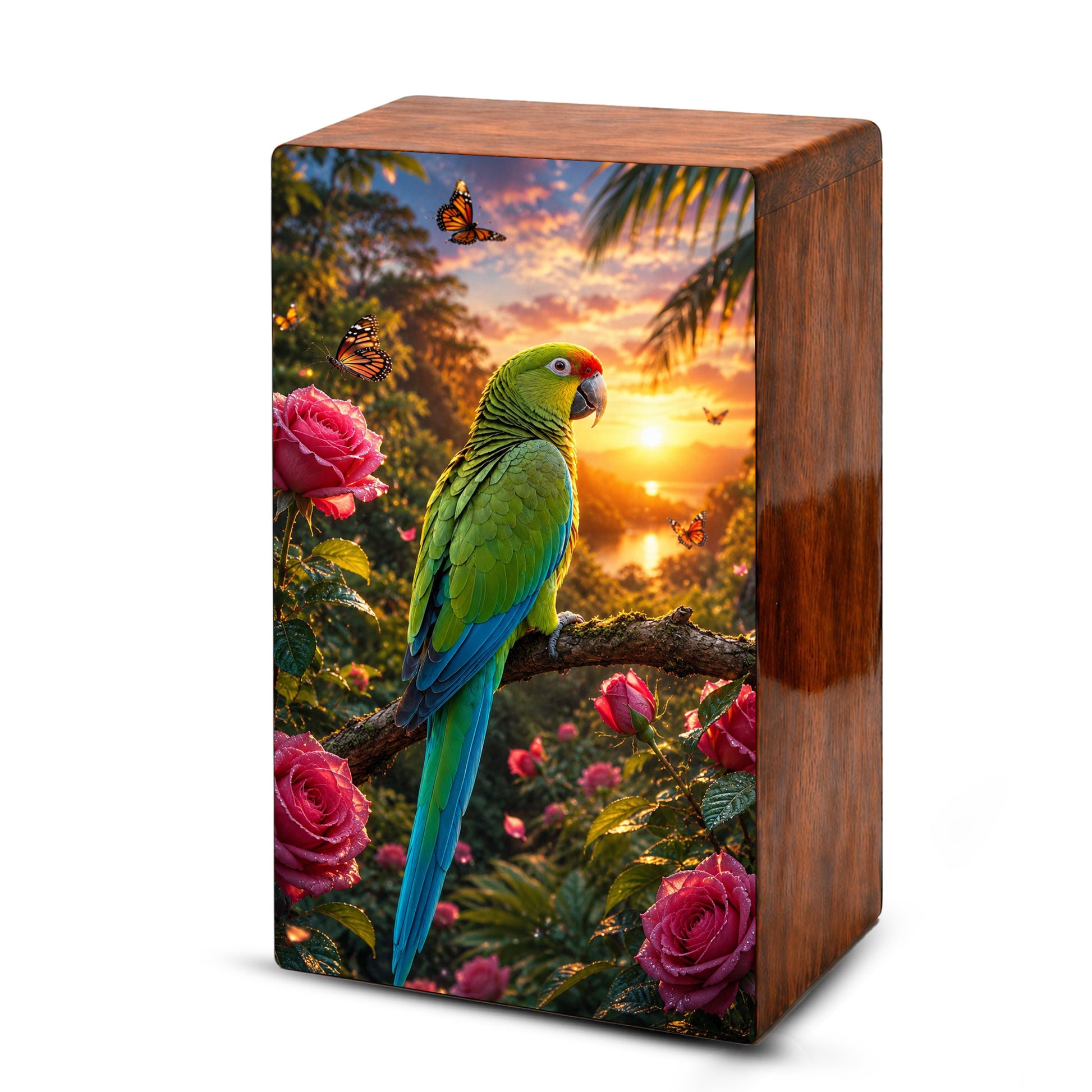 Parrot Wooden Urn For Adults - Bird Cremation Urns For Male and Female