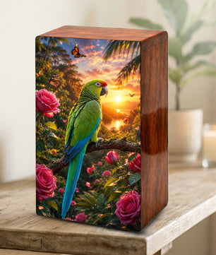 Parrot Wooden Urn For Adults - Bird Cremation Urns For Male and Female
