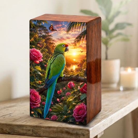 Parrot Wooden Urn For Adults - Bird Cremation Urns For Male and Female