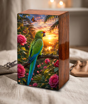 Parrot Wooden Urn For Adults - Bird Cremation Urns For Male and Female