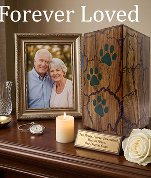 Paws Print Urn For Dog Ashes - Wooden Keepsake Mini Box Urns For Pet