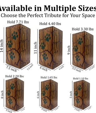 Paws Print Urn For Dog Ashes - Wooden Keepsake Mini Box Urns For Pet