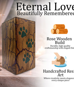 Paws Print Urn For Dog Ashes - Wooden Keepsake Mini Box Urns For Pet