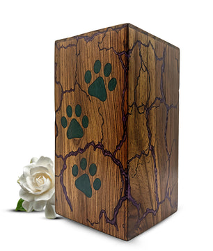 Paws Print Urn For Dog Ashes - Wooden Keepsake Mini Box Urns For Pet