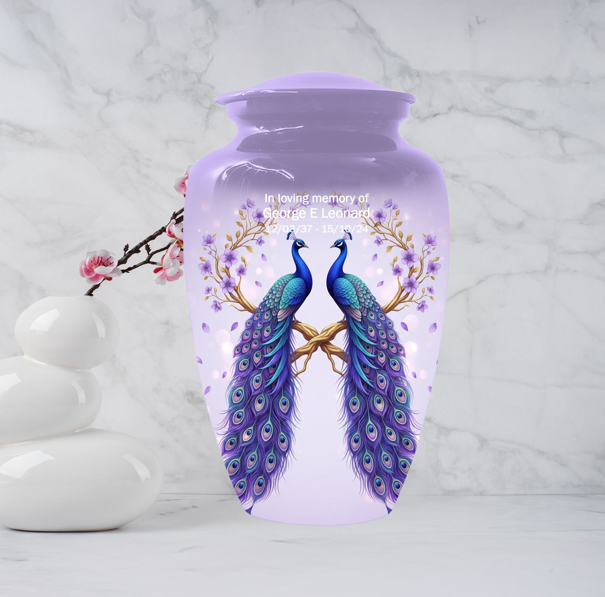 Peacock Urn for Mom, Personalized Cremation Urn for Human Ashes