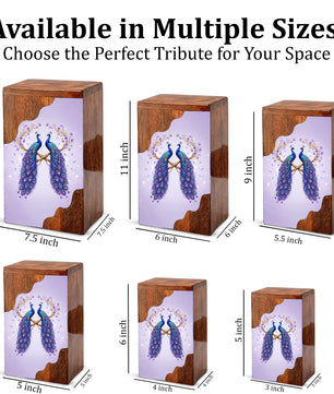 Royal Peacock Wooden Cremation Urn – Elegant Peacock Memorial Wooden Urn for Human Ashes