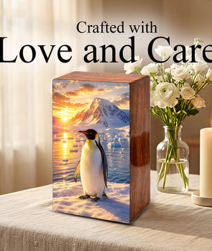Penguin Cremation Urn For Ashes - Personalized Mountains Wildlife keepsake For Adults