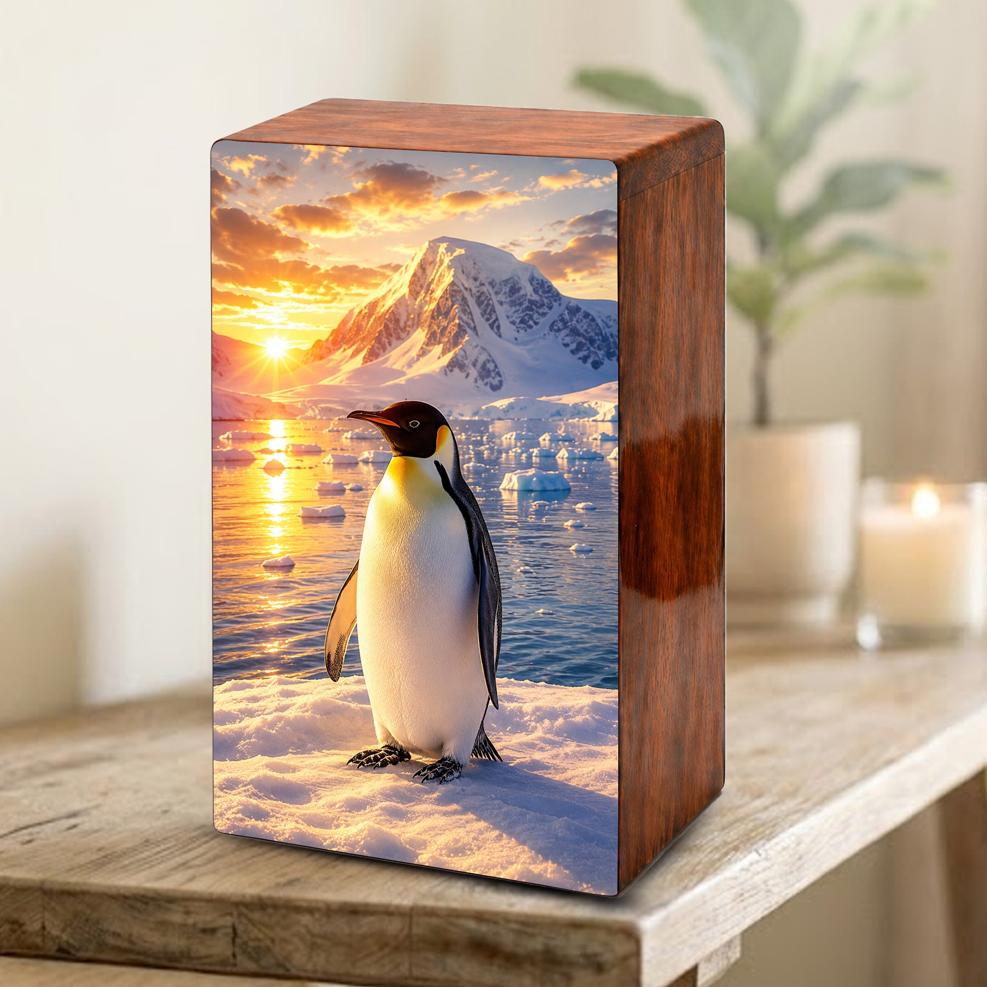 Penguin Cremation Urn For Ashes - Personalized Mountains Wildlife keepsake For Adults