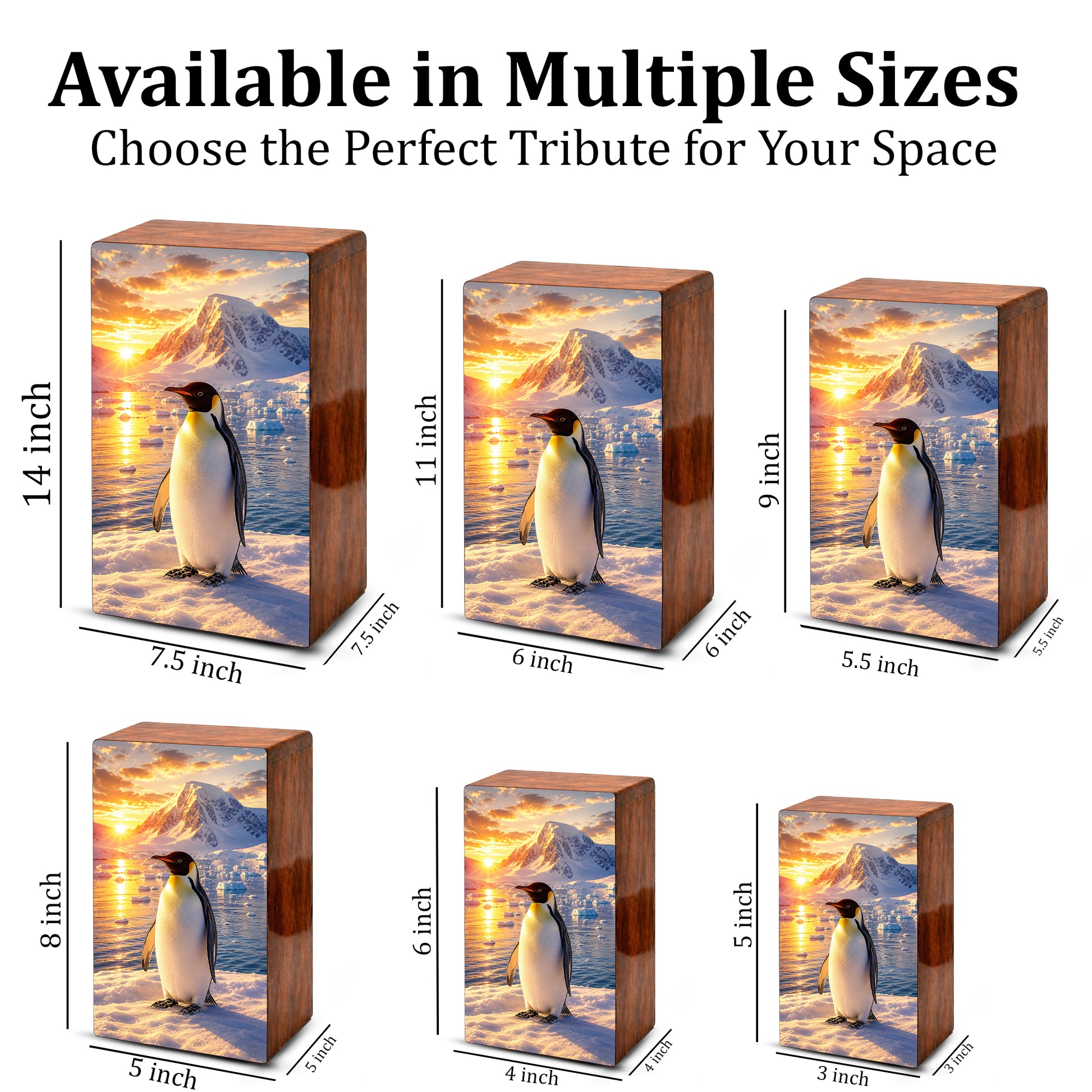 Penguin Cremation Urn For Ashes - Personalized Mountains Wildlife keepsake For Adults