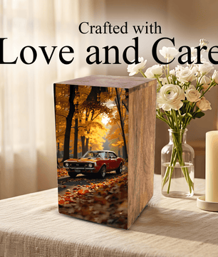 Classic Car Urn For Ashes Male - Decorative Wooden Keepsake Urn Box