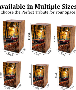 Classic Car Urn For Ashes Male - Decorative Wooden Keepsake Urn Box