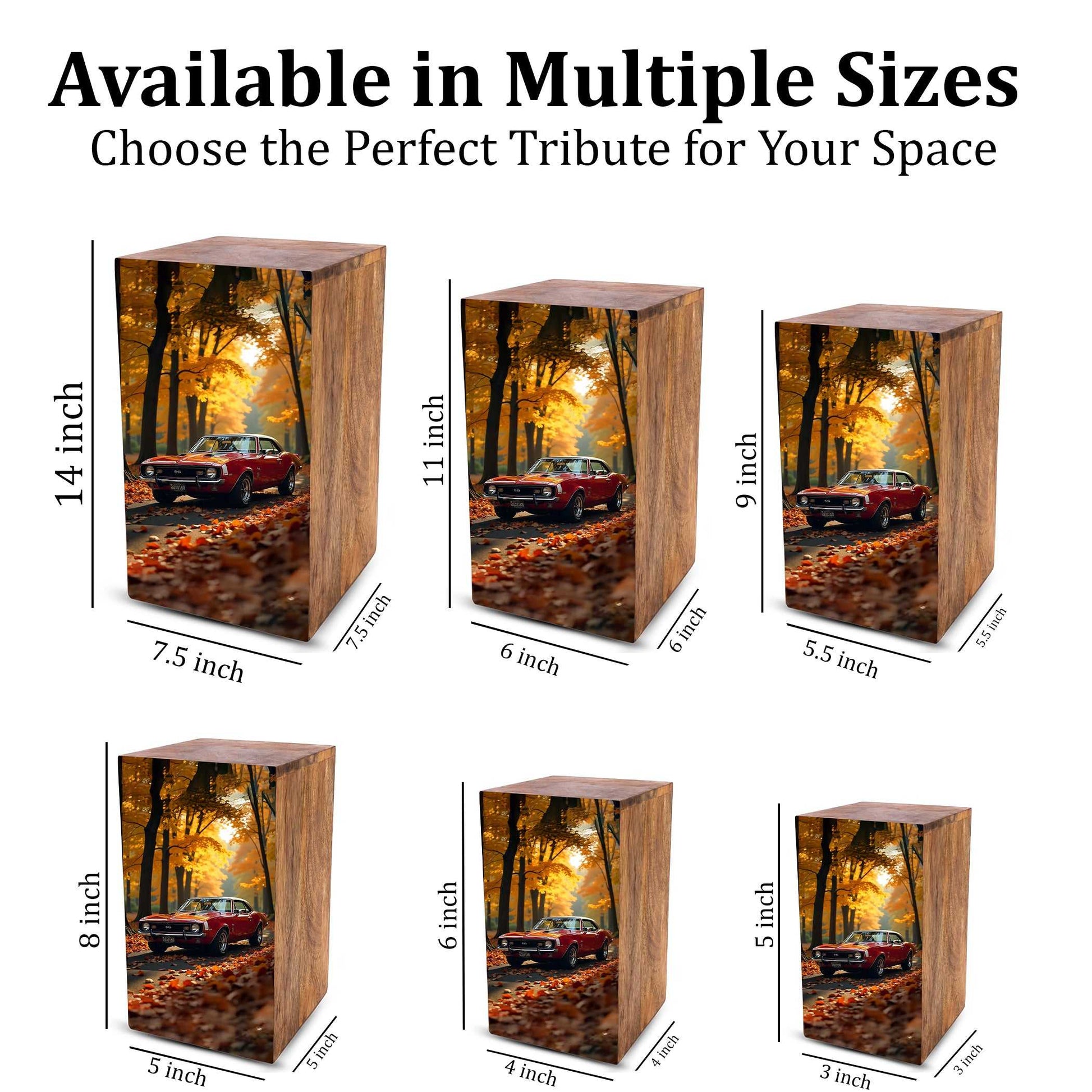 Classic Car Urn For Ashes Male - Decorative Wooden Keepsake Urn Box