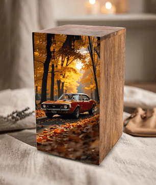 Classic Car Urn For Ashes Male - Decorative Wooden Keepsake Urn Box