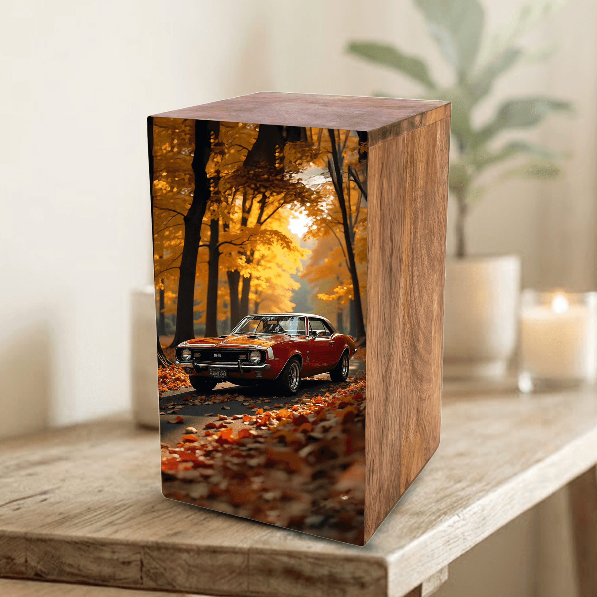 Classic Car Urn For Ashes Male - Decorative Wooden Keepsake Urn Box