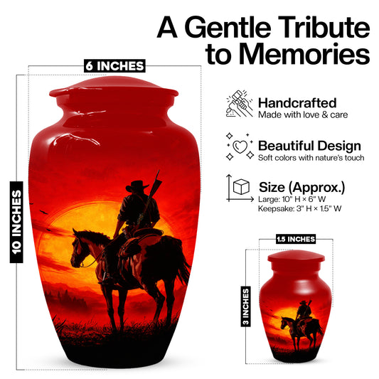 Cowboy  Keepsake Urn for Ashes -  Personalized Western Memorial for Dad