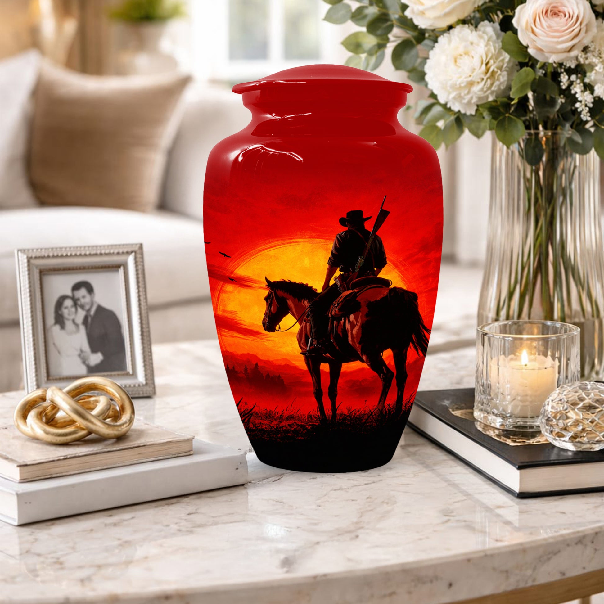 Cowboy  Keepsake Urn for Ashes -  Personalized Western Memorial for Dad