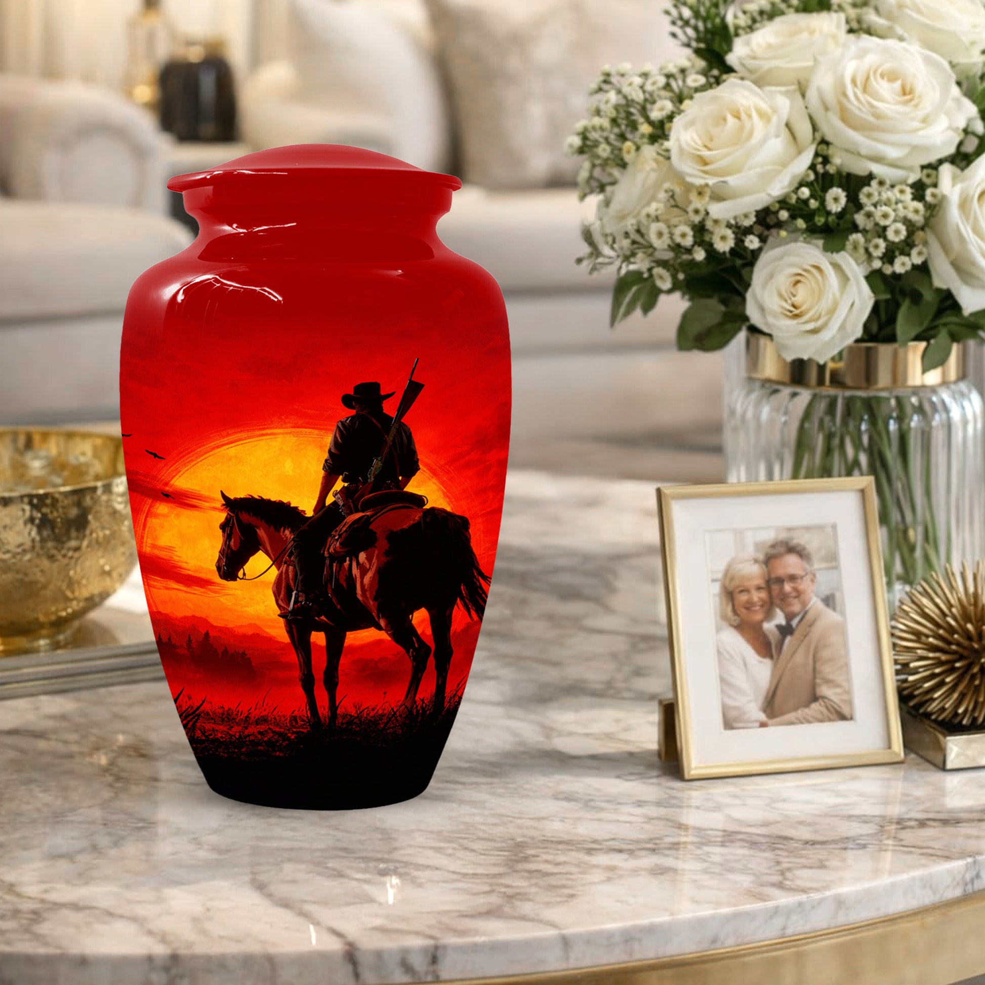 Cowboy  Keepsake Urn for Ashes -  Personalized Western Memorial for Dad