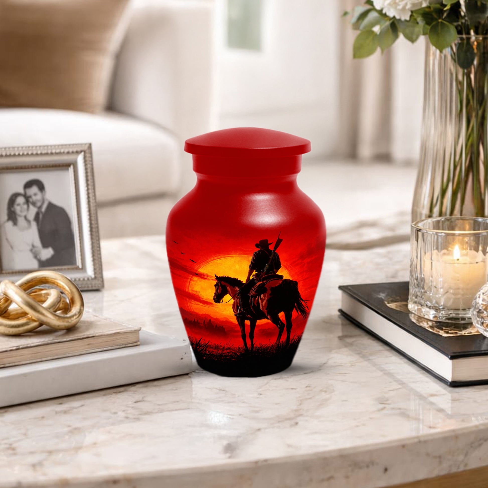 Cowboy  Keepsake Urn for Ashes -  Personalized Western Memorial for Dad