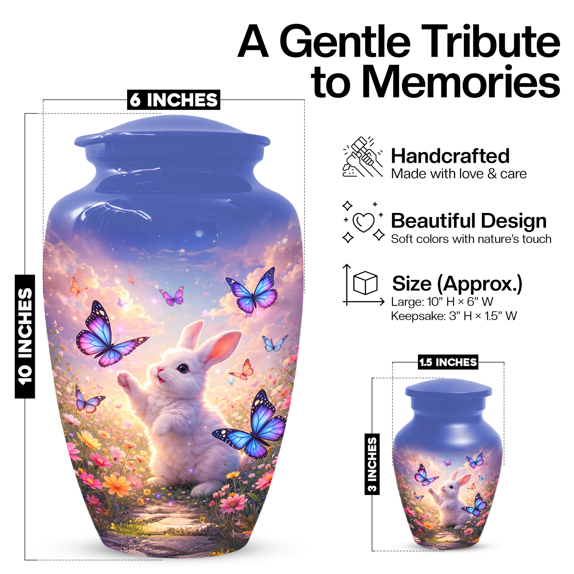 Bunny Butterfly Urn for Mom – Custom Rabbit  Keepsake Cremation Urns for Ashes
