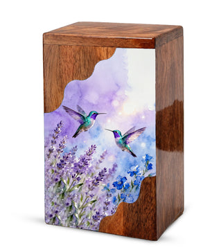 Hummingbird Cremation Urn for Mom – Custom Wooden Memorial Urn Box for Ashes,