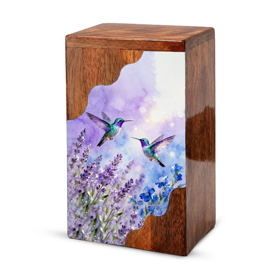 Hummingbird Cremation Urn for Mom – Custom Wooden Memorial Urn Box for Ashes,