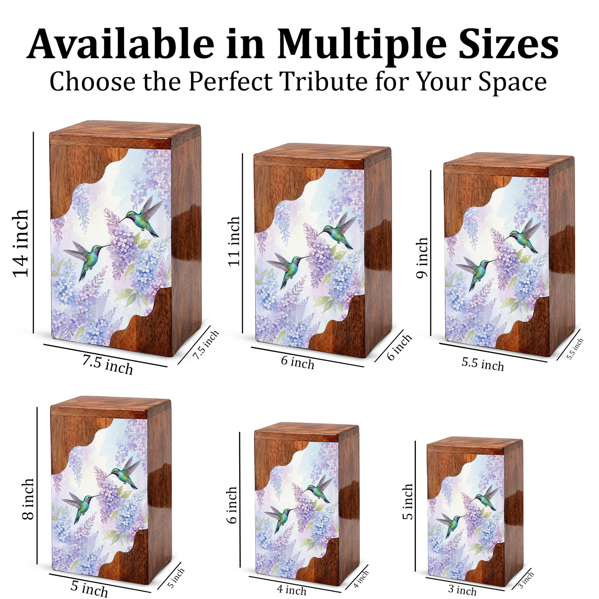Green Hummingbird Cremation Urn - Humming Bird Wooden Keepsake Urn Box