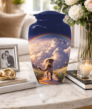 Rainbow Bridge Dog Memorial Urn for Mom or Dad | Pet Memorial Cremation Urn for Human Ashes