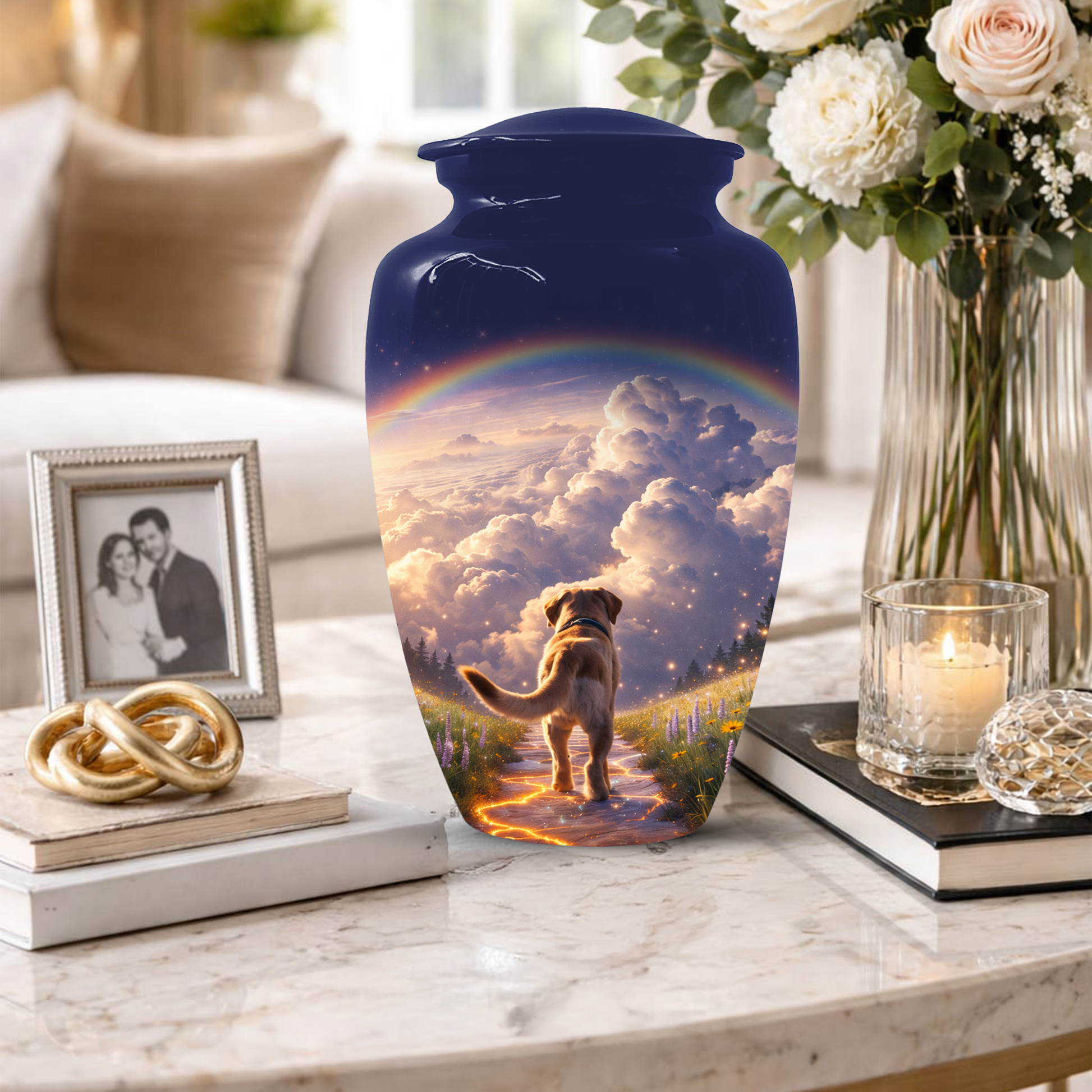 Rainbow Bridge Dog Memorial Urn for Mom or Dad | Pet Memorial Cremation Urn for Human Ashes