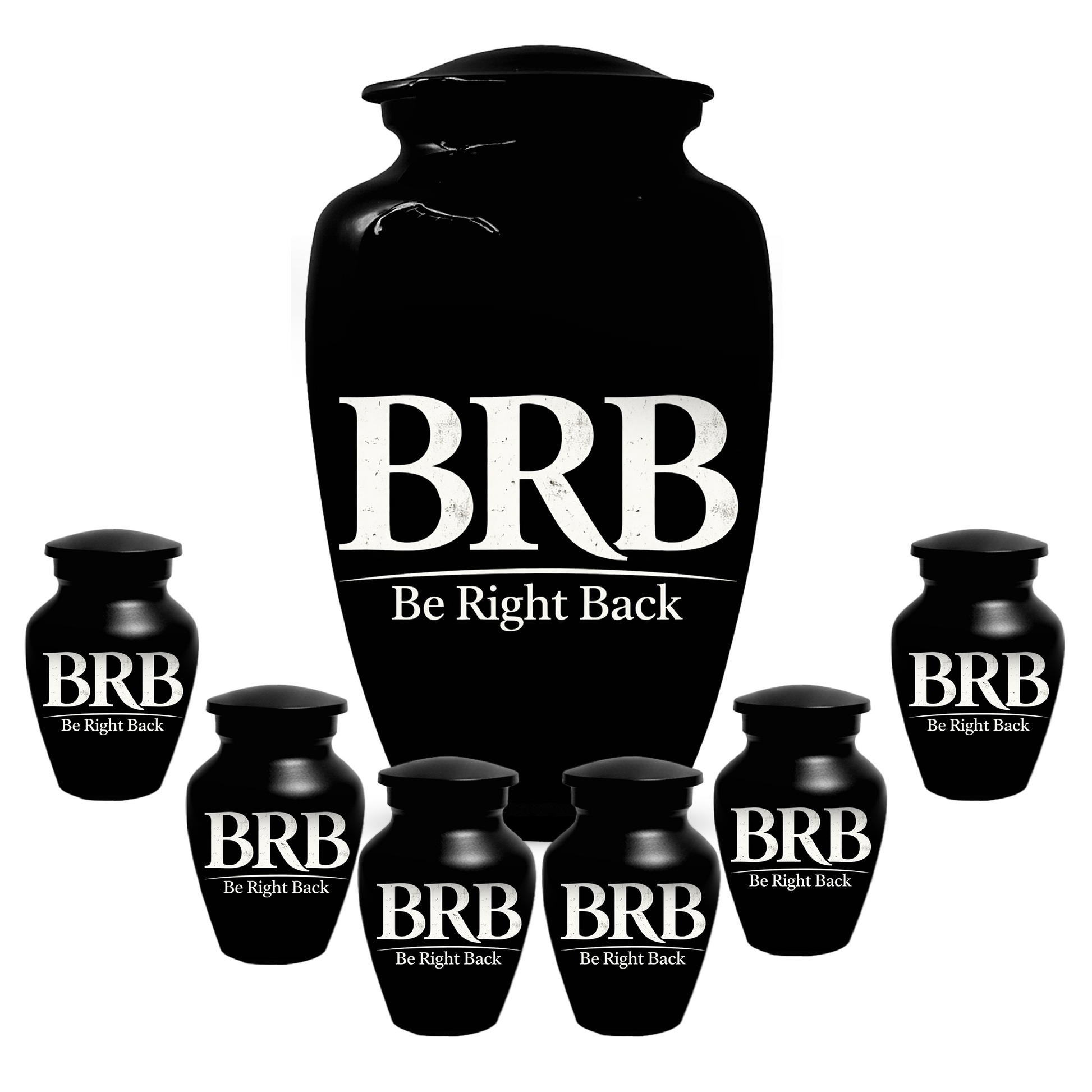 Funny BRB Be Right Back Adult Urn for Ashes, Personalized Cremation Urn