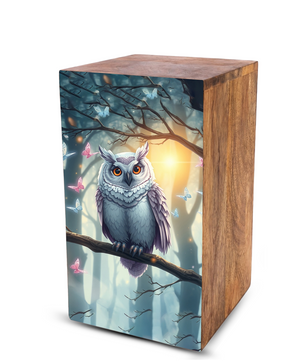 Barn Owl Urn For Ashes - Forest Memorial Box Urns For Men & Women