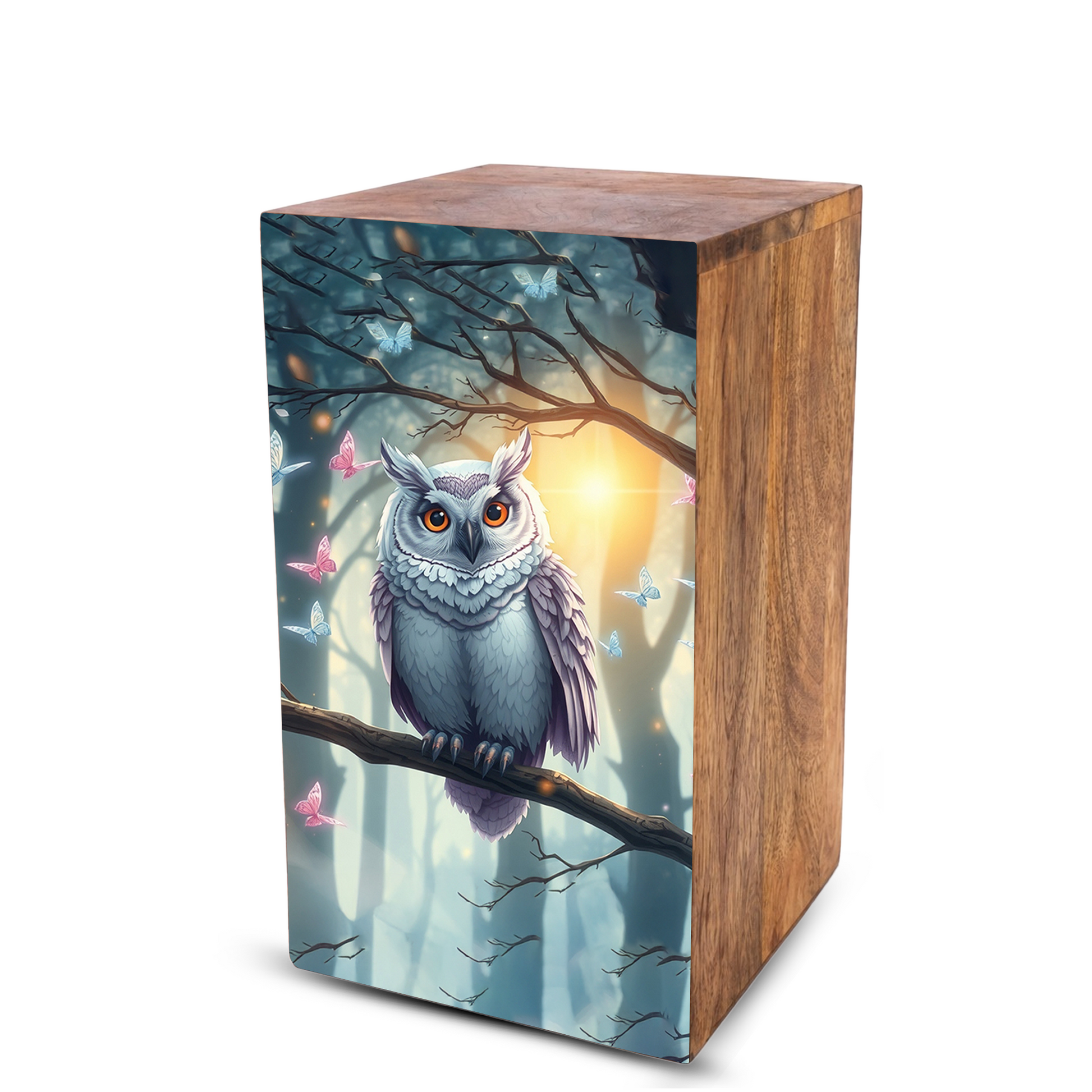 Barn Owl Urn For Ashes - Forest Memorial Box Urns For Men & Women