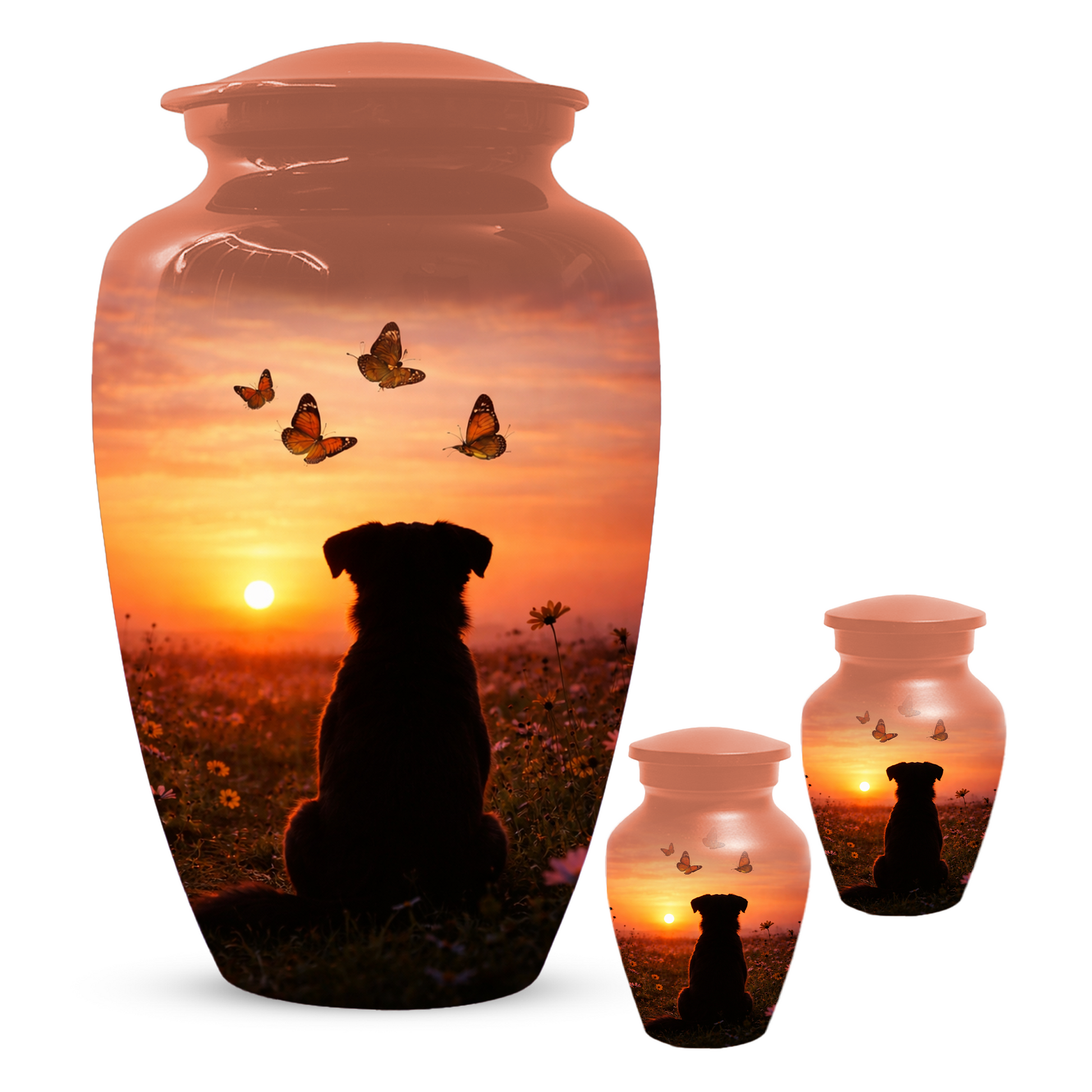 Dog Memorial Urn for Mom | Sunset Pet Memorial Cremation Large Urn - Keepsake Urn For Ashes