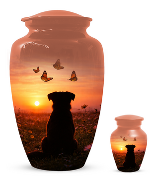 Dog Memorial Urn for Mom | Sunset Pet Memorial Cremation Large Urn - Keepsake Urn For Ashes