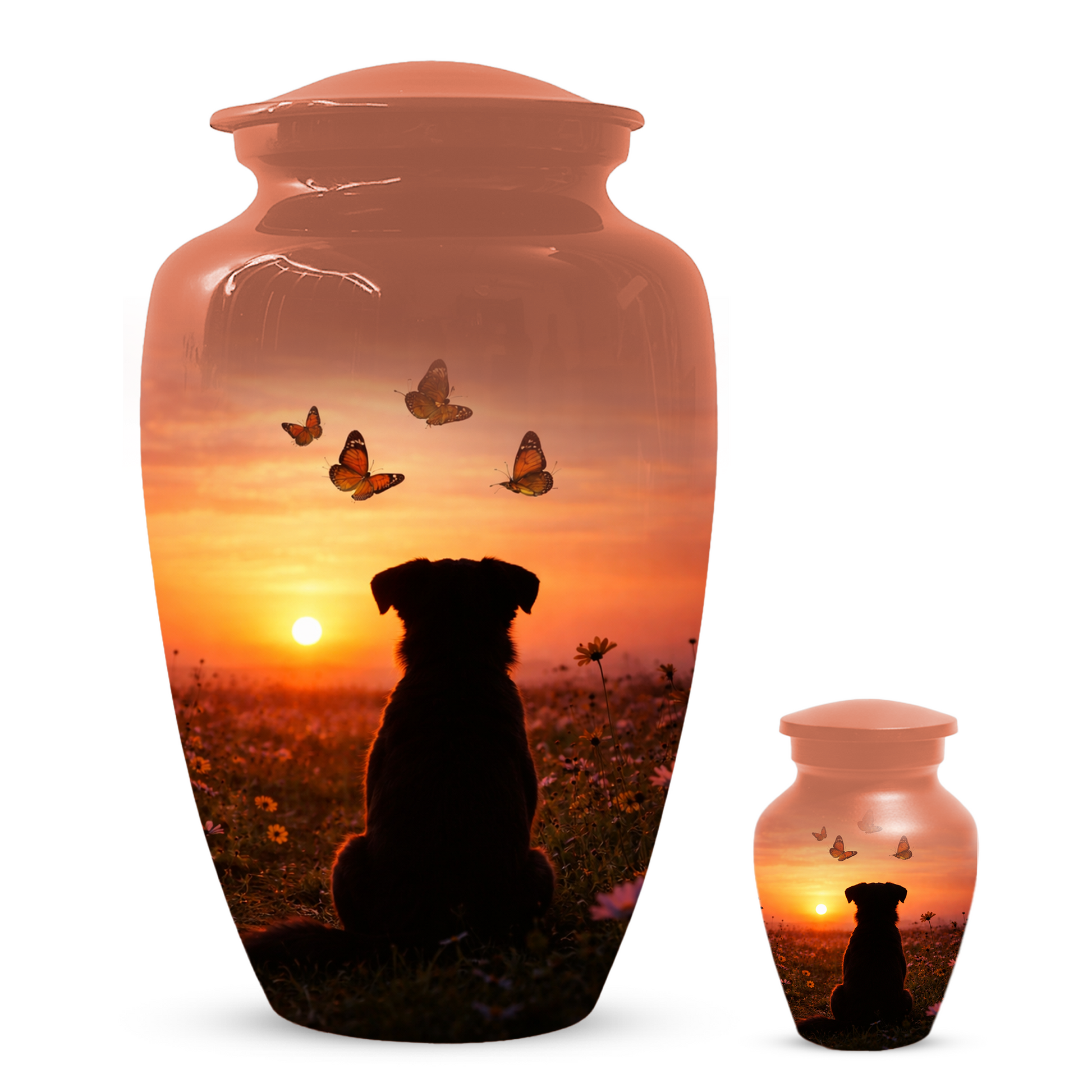 Dog Memorial Urn for Mom | Sunset Pet Memorial Cremation Large Urn - Keepsake Urn For Ashes