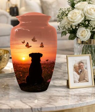 Dog Memorial Urn for Mom | Sunset Pet Memorial Cremation Large Urn - Keepsake Urn For Ashes