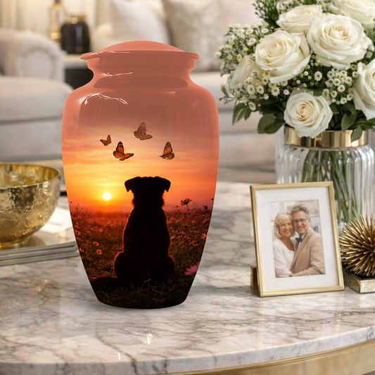 Dog Memorial Urn for Mom | Sunset Pet Memorial Cremation Large Urn - Keepsake Urn For Ashes