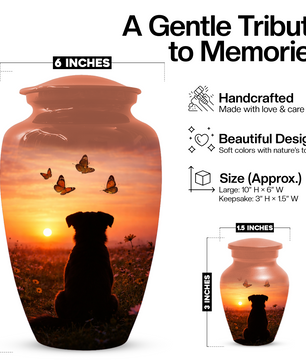 Dog Memorial Urn for Mom | Sunset Pet Memorial Cremation Large Urn - Keepsake Urn For Ashes