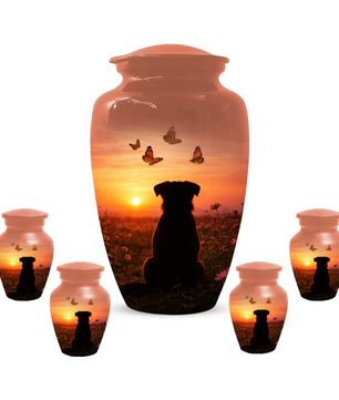 Dog Memorial Urn for Mom | Sunset Pet Memorial Cremation Large Urn - Keepsake Urn For Ashes