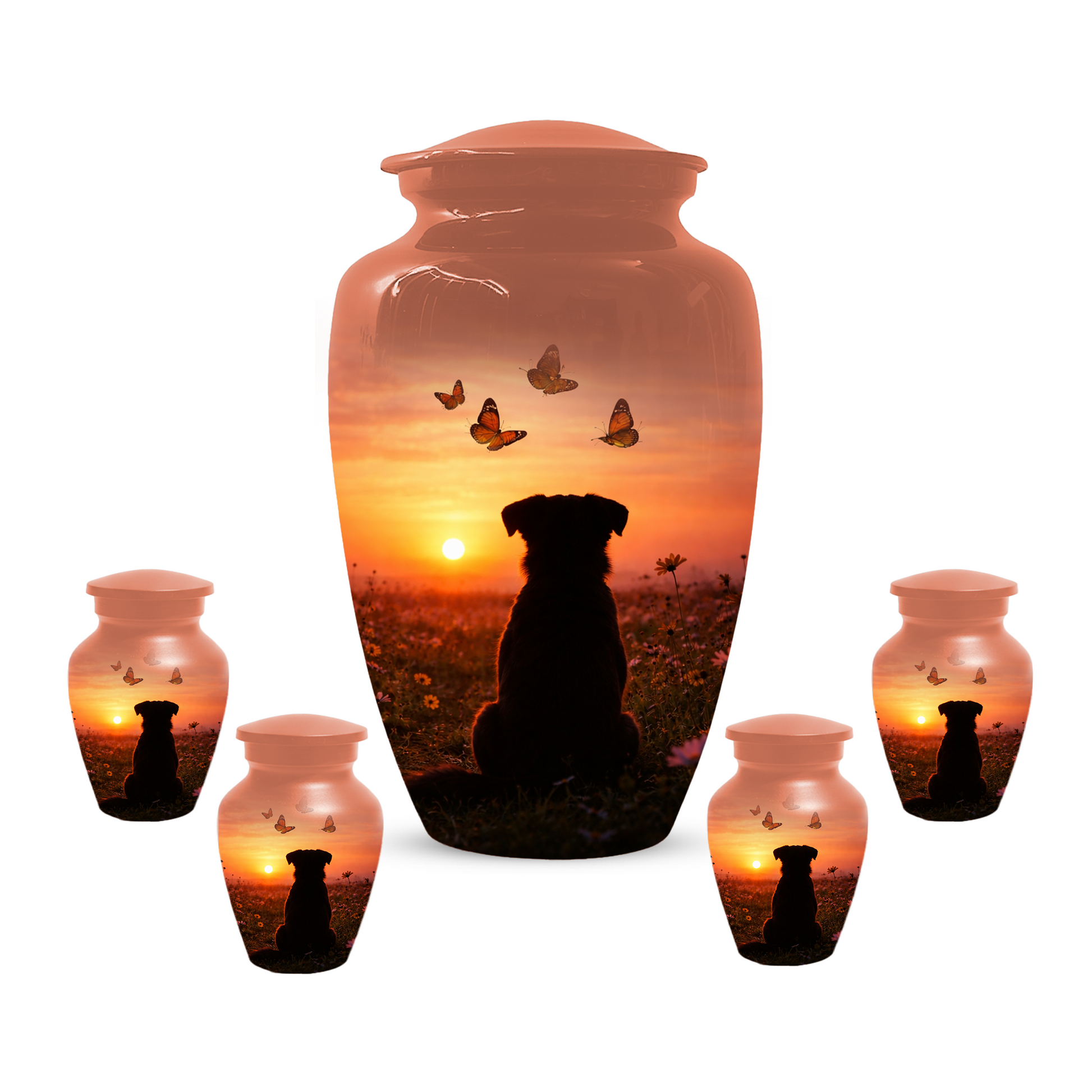 Dog Memorial Urn for Mom | Sunset Pet Memorial Cremation Large Urn - Keepsake Urn For Ashes
