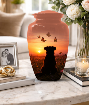 Dog Memorial Urn for Mom | Sunset Pet Memorial Cremation Large Urn - Keepsake Urn For Ashes