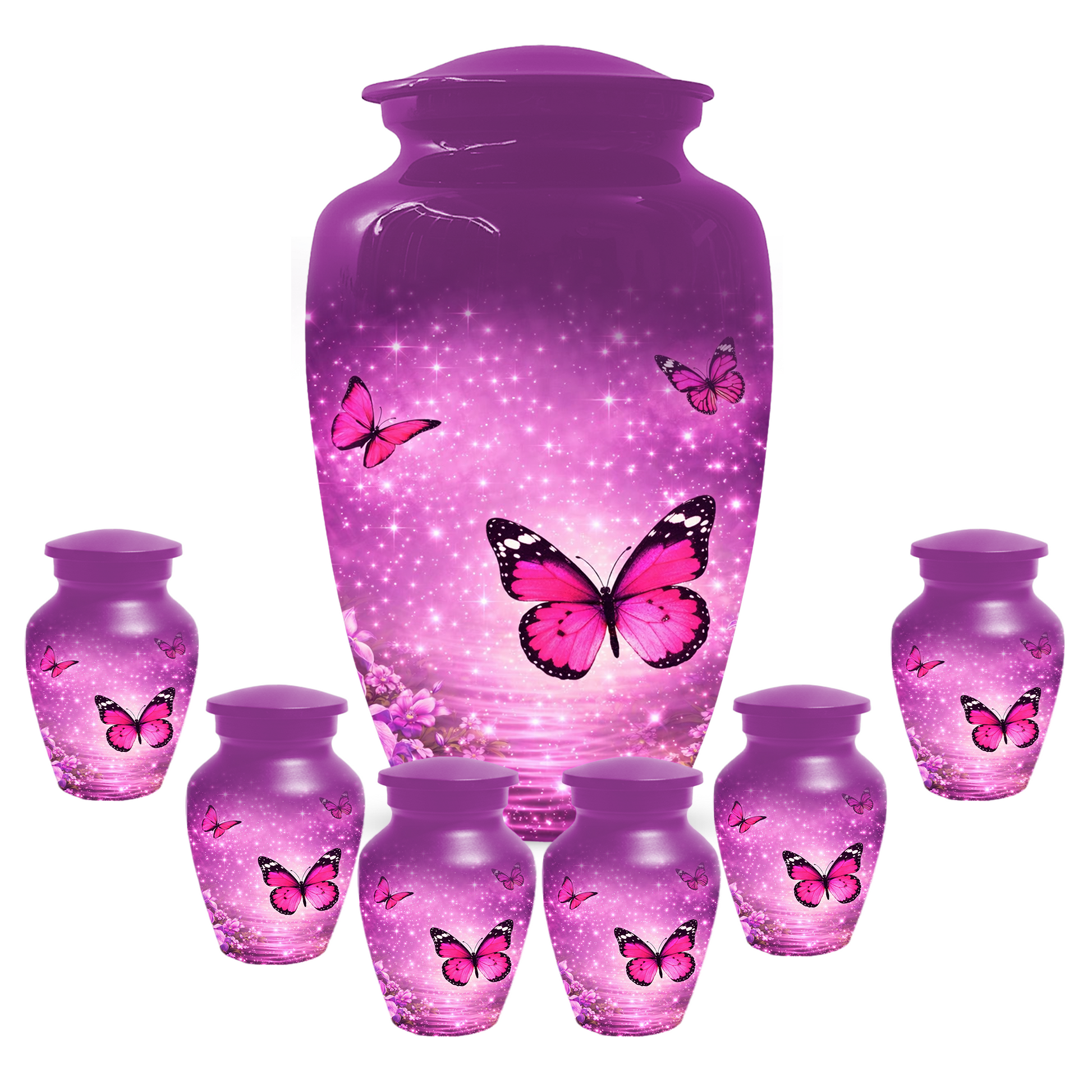 Pink Butterfly Cremation Urn for Ashes, Personalized Adult Memorial Urn for Mom