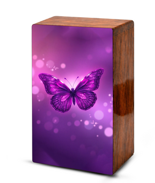 Purple Butterfly Urn For Female - Pink Butterfly Keepsake Urns Wooden Box